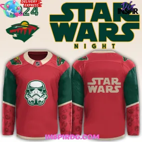 -Minnesota Wild x Star Wars Night 2024 Red Hockey Jersey
