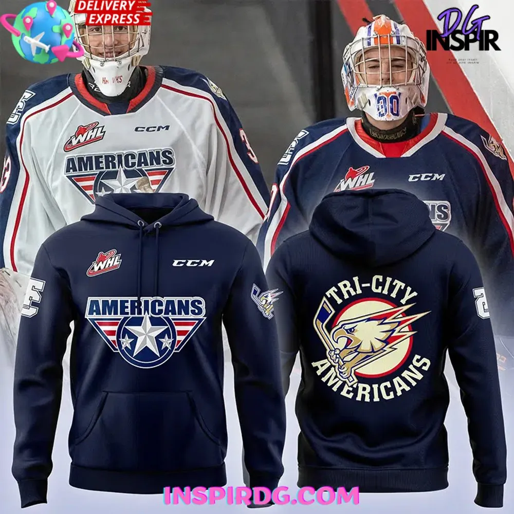 -Tri-City Americans Hockey 2024 Navy Hoodie