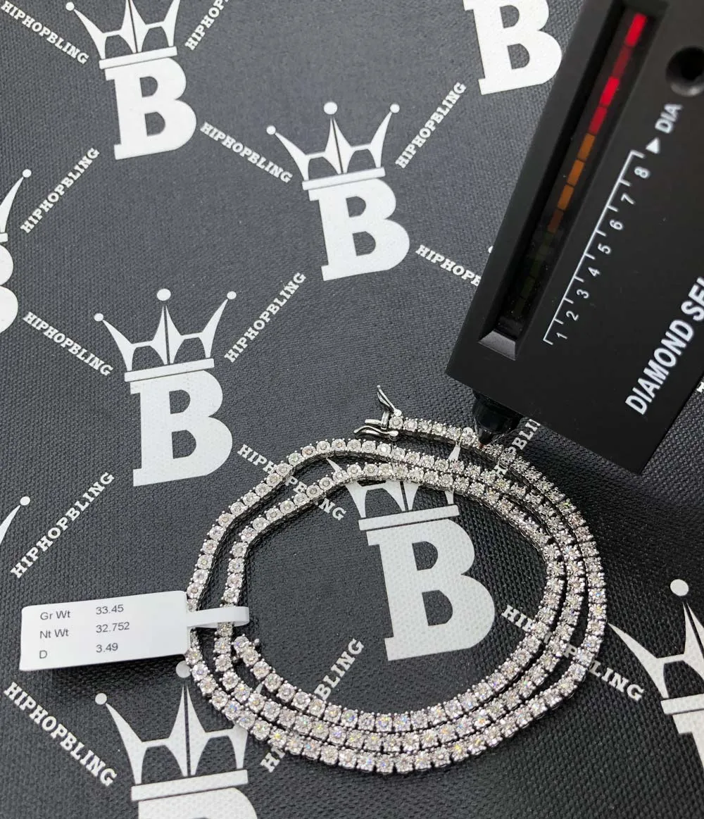10K White Gold Diamond Tennis Chain 3MM Miracle Setting