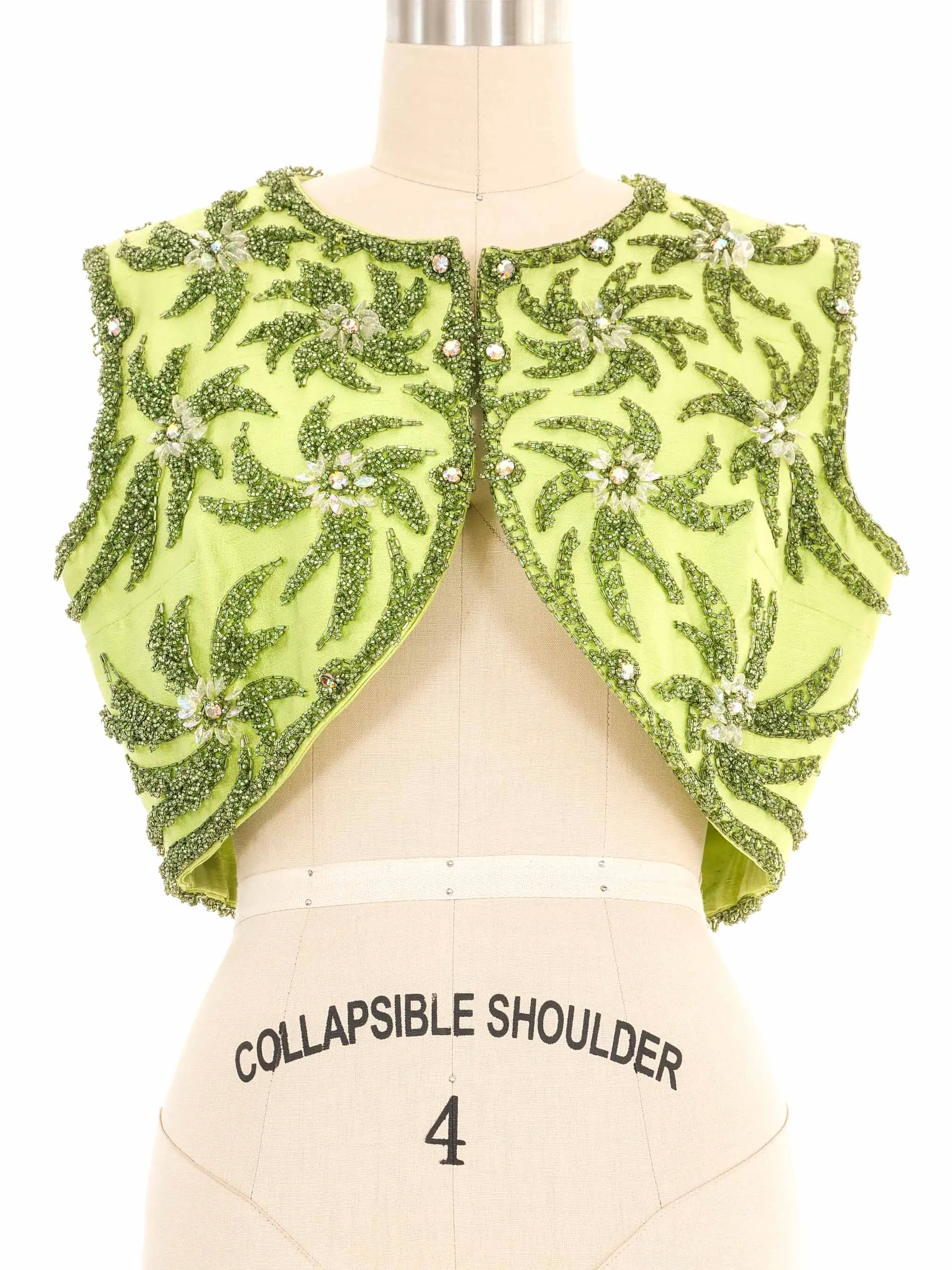 1960s Beaded Green Crop Vest