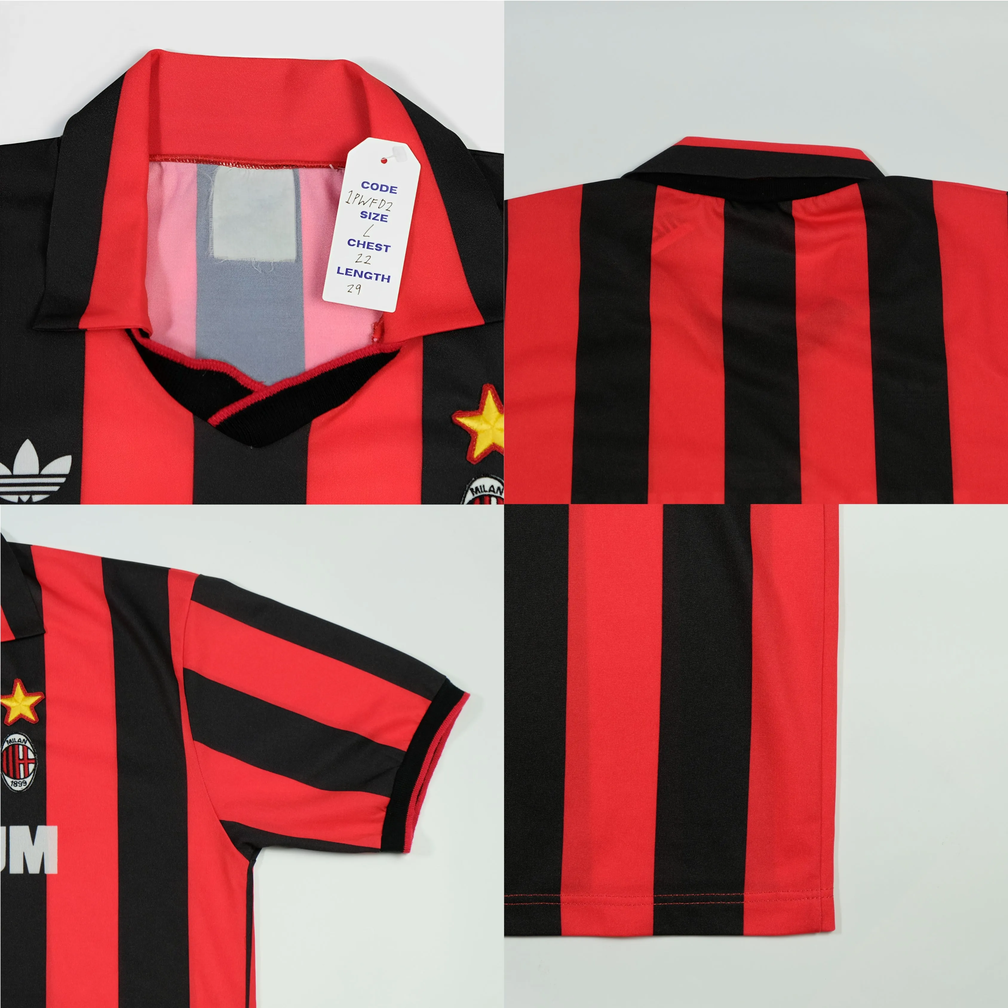 AC Milan 1990/1991 Original Adidas Home Football Shirt Large