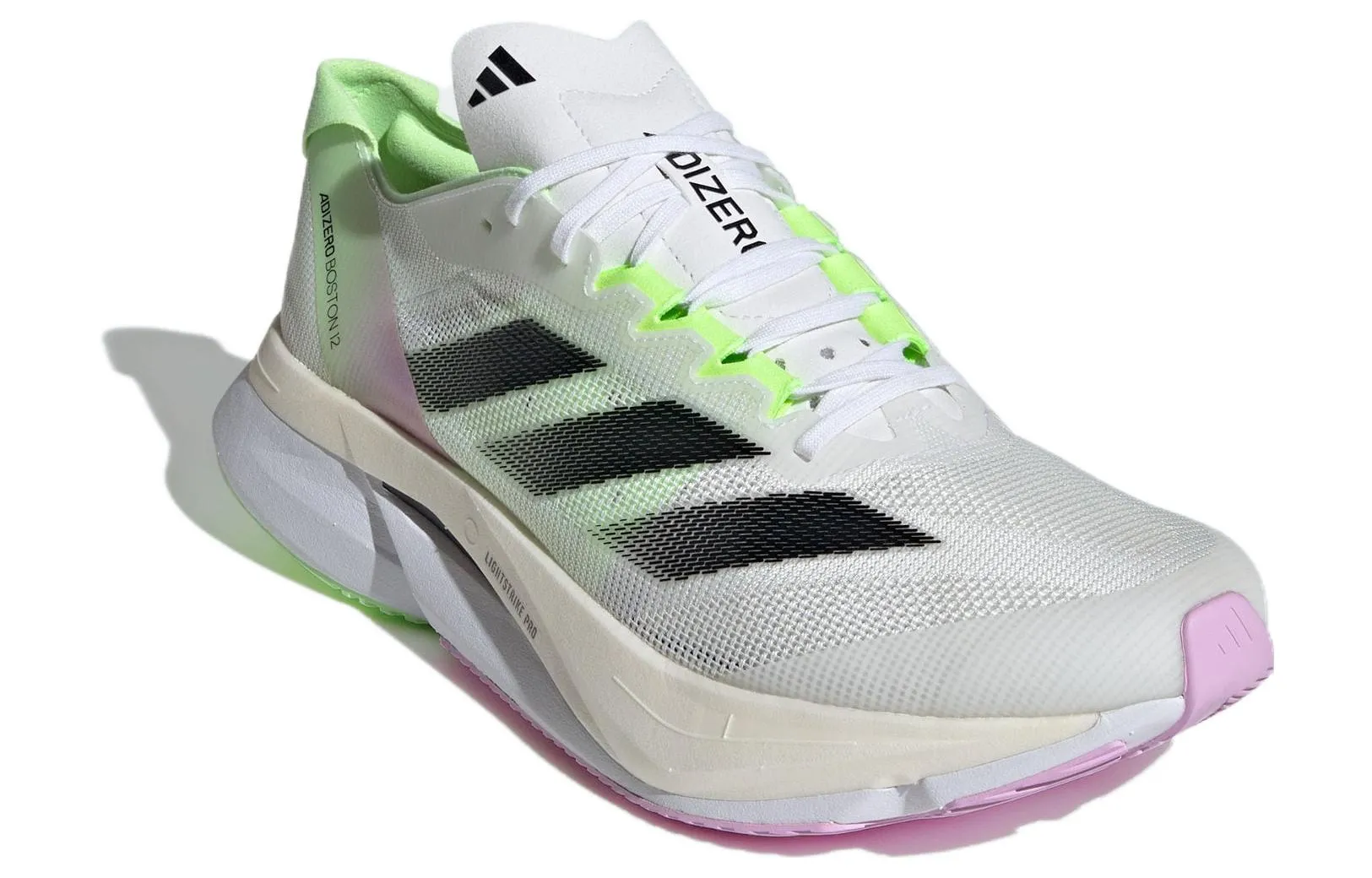 Adidas Adizero Boston 12 Cloud White Core Black Green Spark