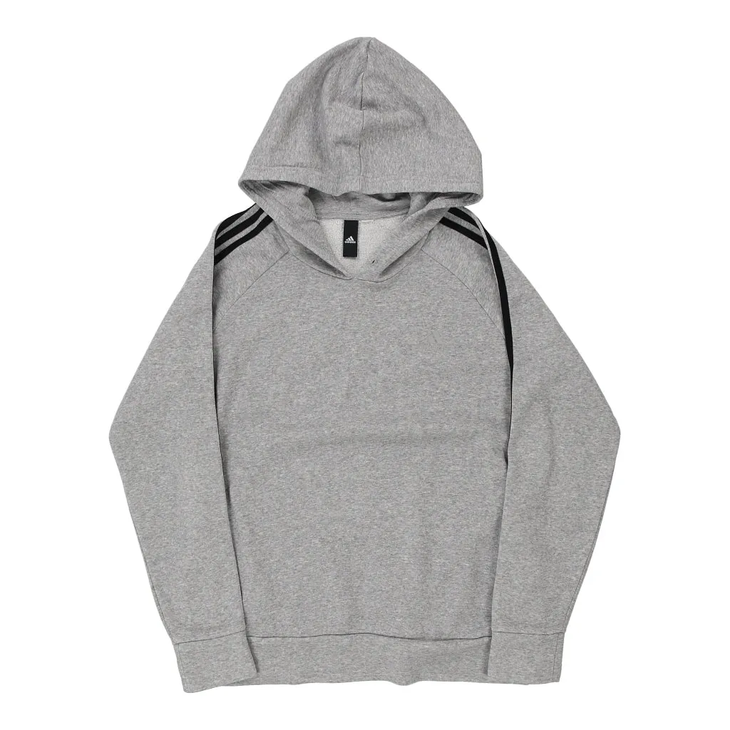 Adidas Hoodie - Large Grey Cotton Blend