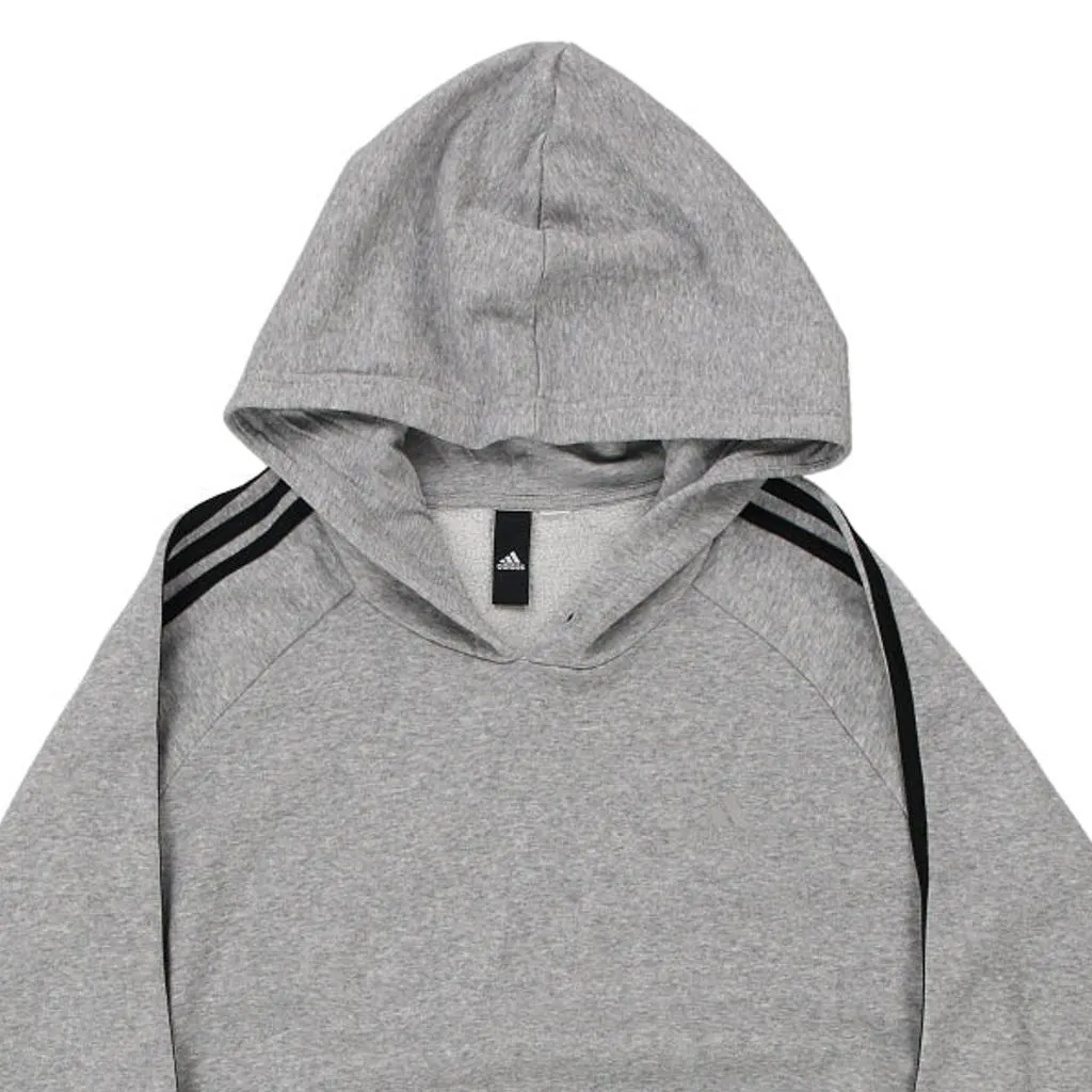 Adidas Hoodie - Large Grey Cotton Blend