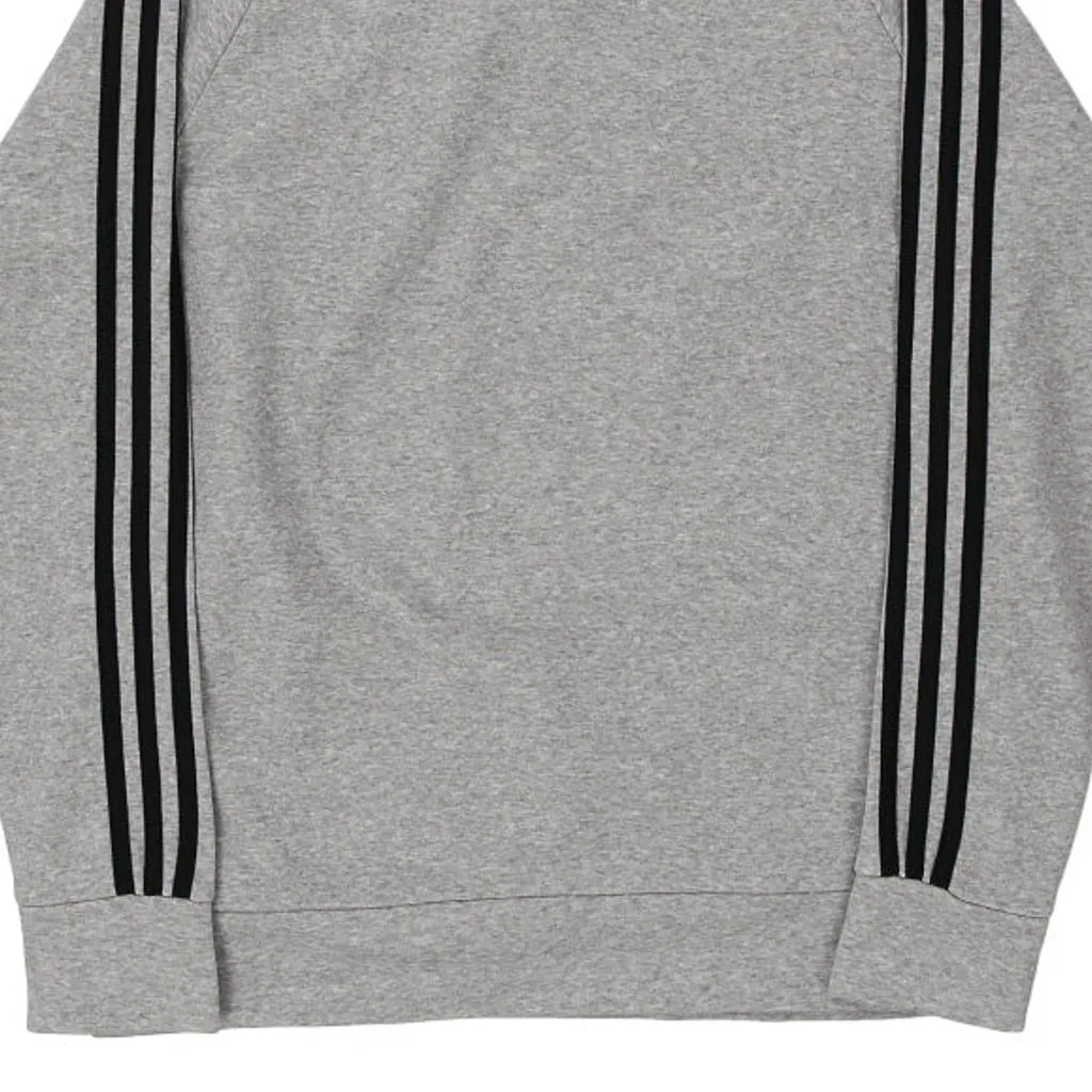 Adidas Hoodie - Large Grey Cotton Blend