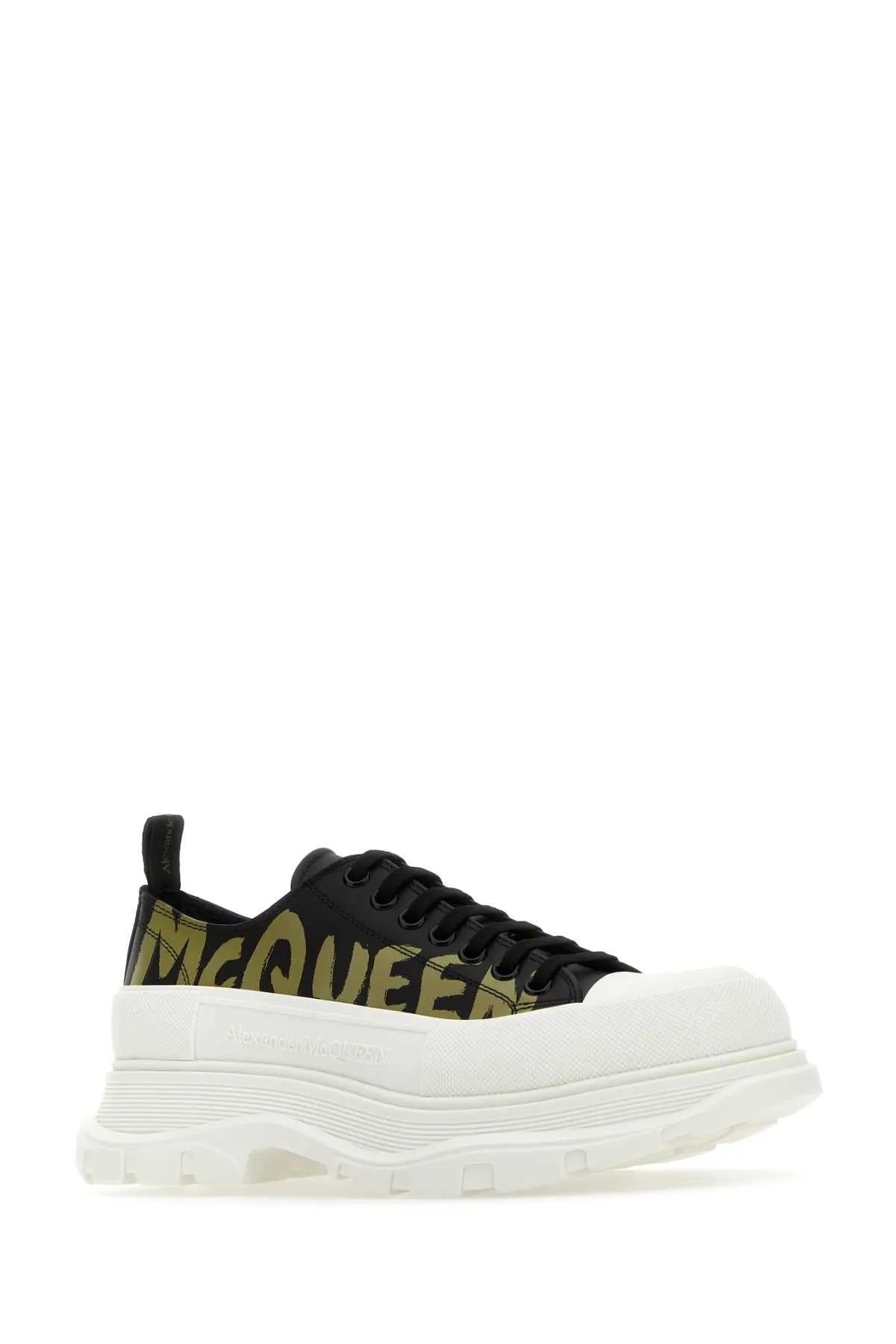 Alexander Mcqueen Black Leather Tread Slick Sneakers