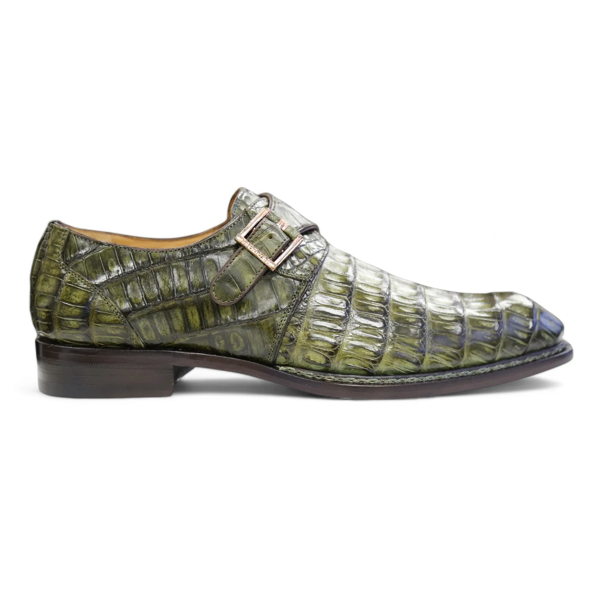 Ambrogio by Mezlan Men's Shoes Exotic Crocodile Single Monk-Strap Loafers (AMZ1017)