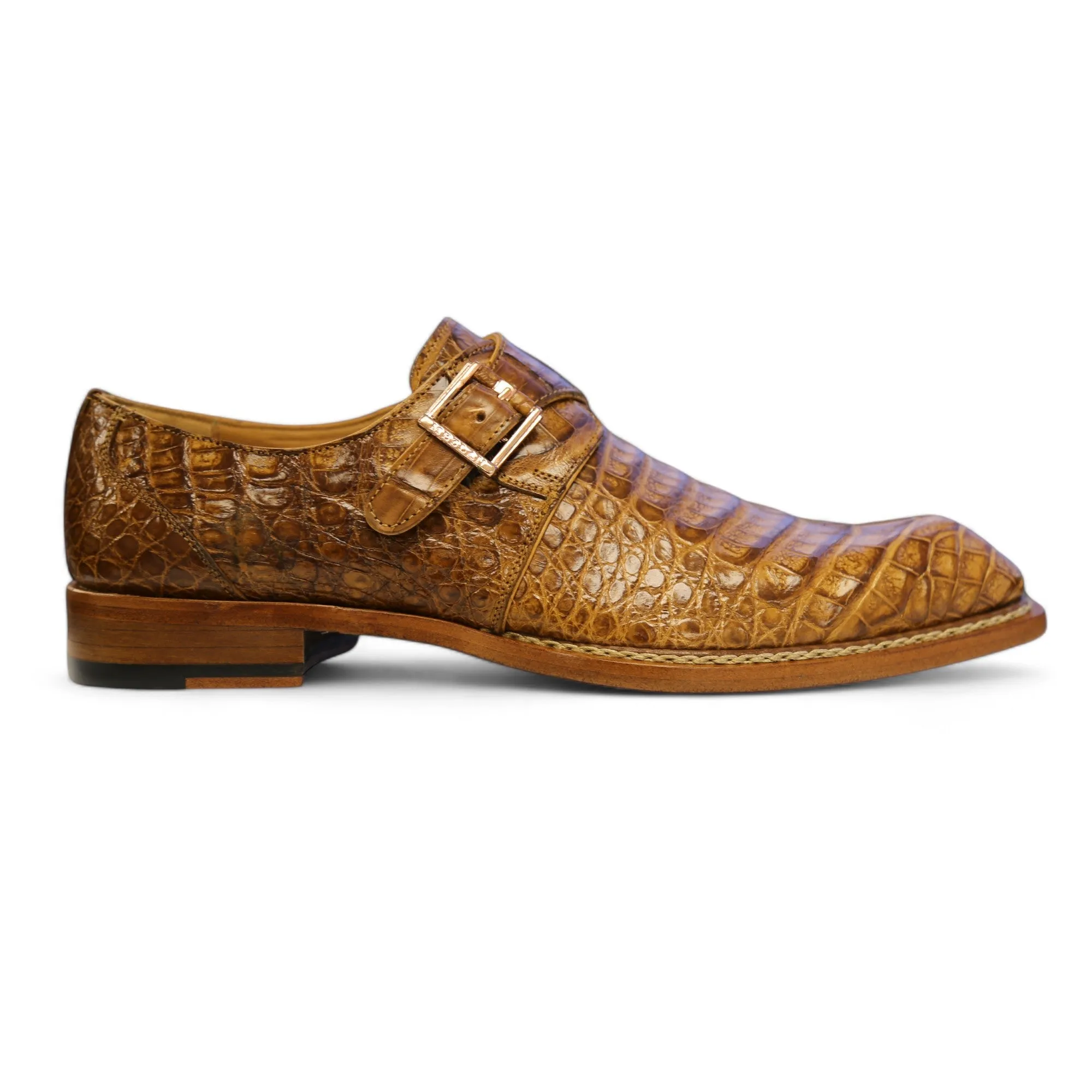 Ambrogio by Mezlan Men's Shoes Exotic Crocodile Single Monk-Strap Loafers (AMZ1017)