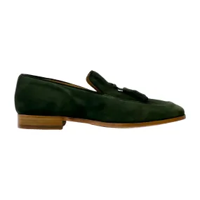 Ambrogio Men's Shoes Green Suede Leather Tassels Loafers (AMZ1001)