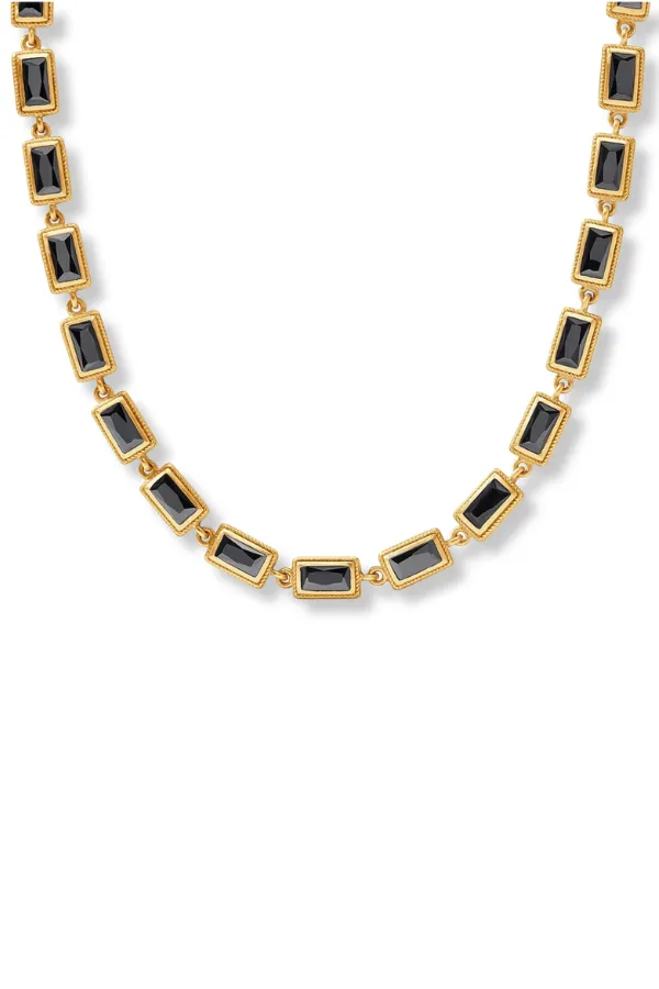 Baguette Tennis Necklace - Obsidian Black | Julie Vos