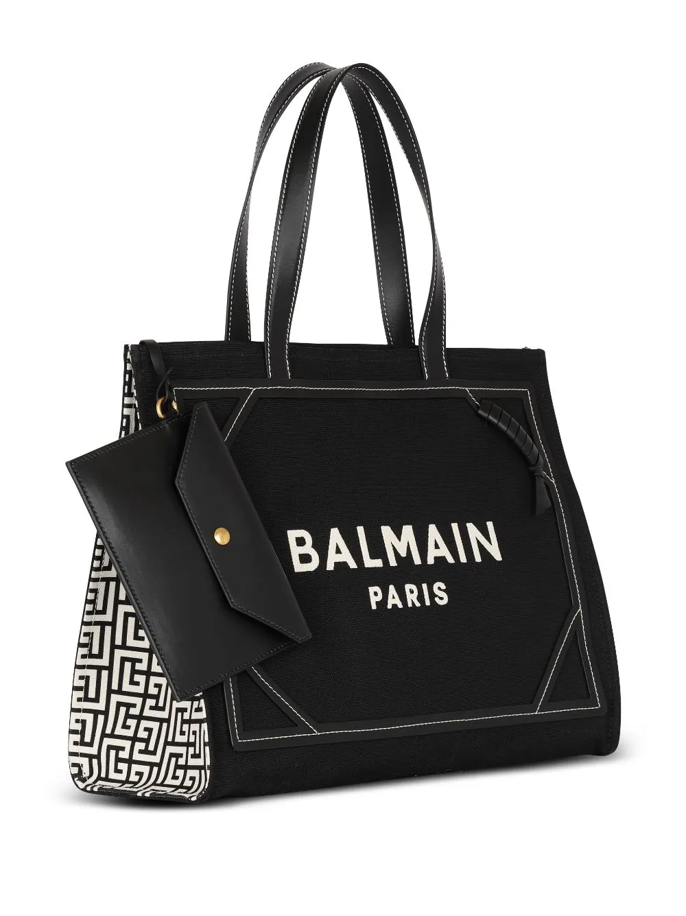 Balmain    Balmain B Army Medium Canvas And Leather Tote Bag