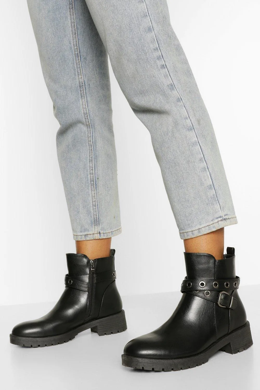 Belt Detail Chunky Combat Boots