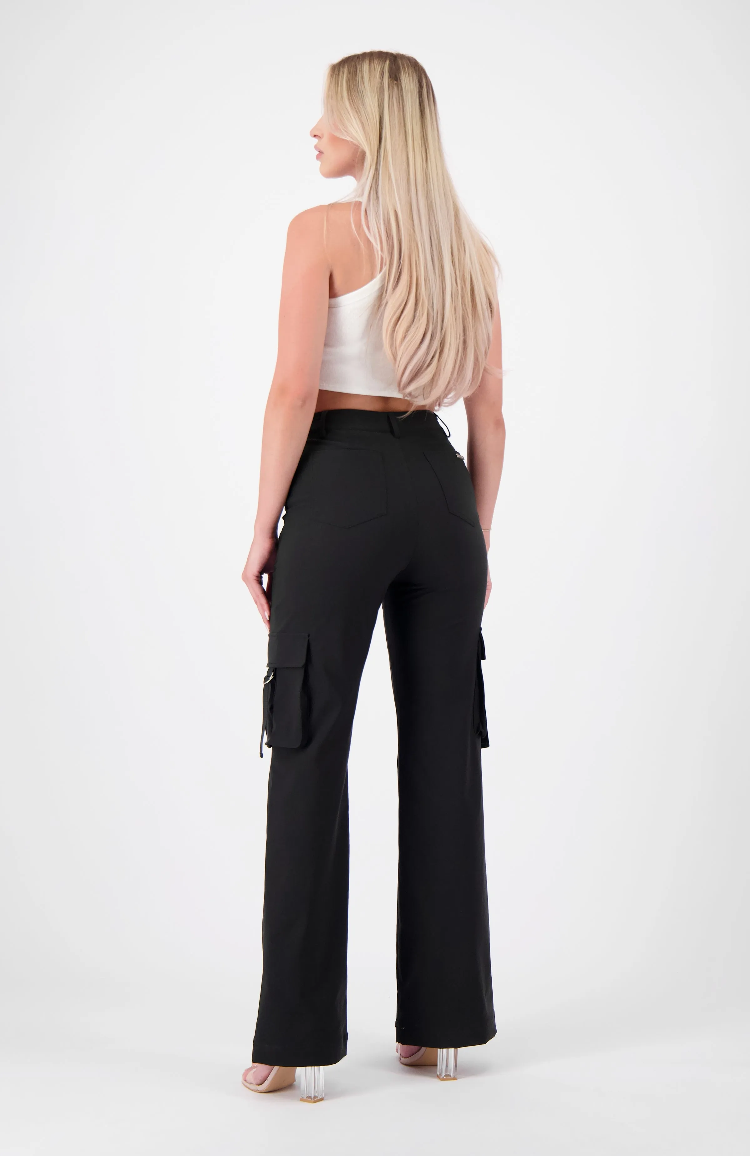 BELTED CARGO PANTS | Black