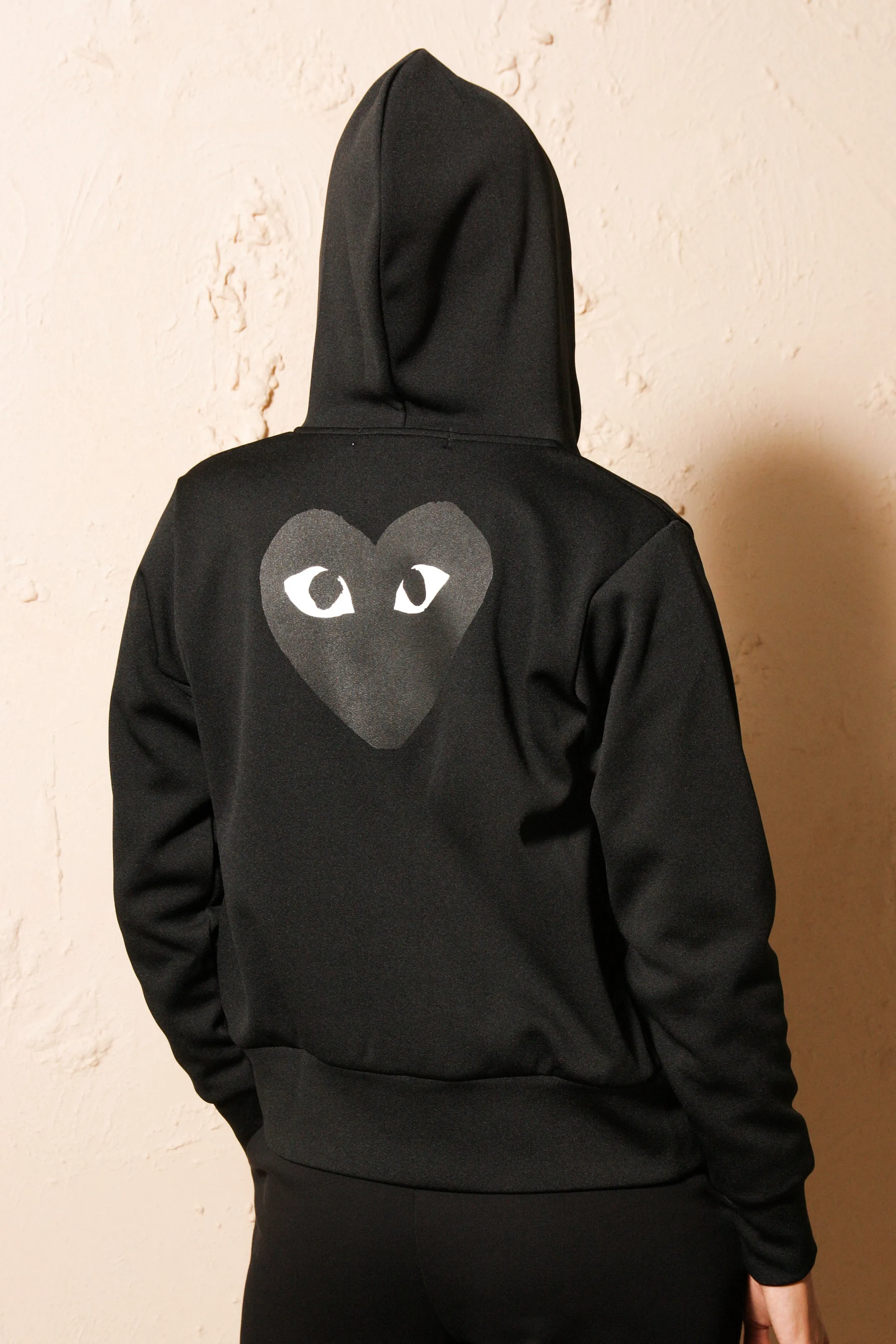 Black Zip Hoodie with Black Heart