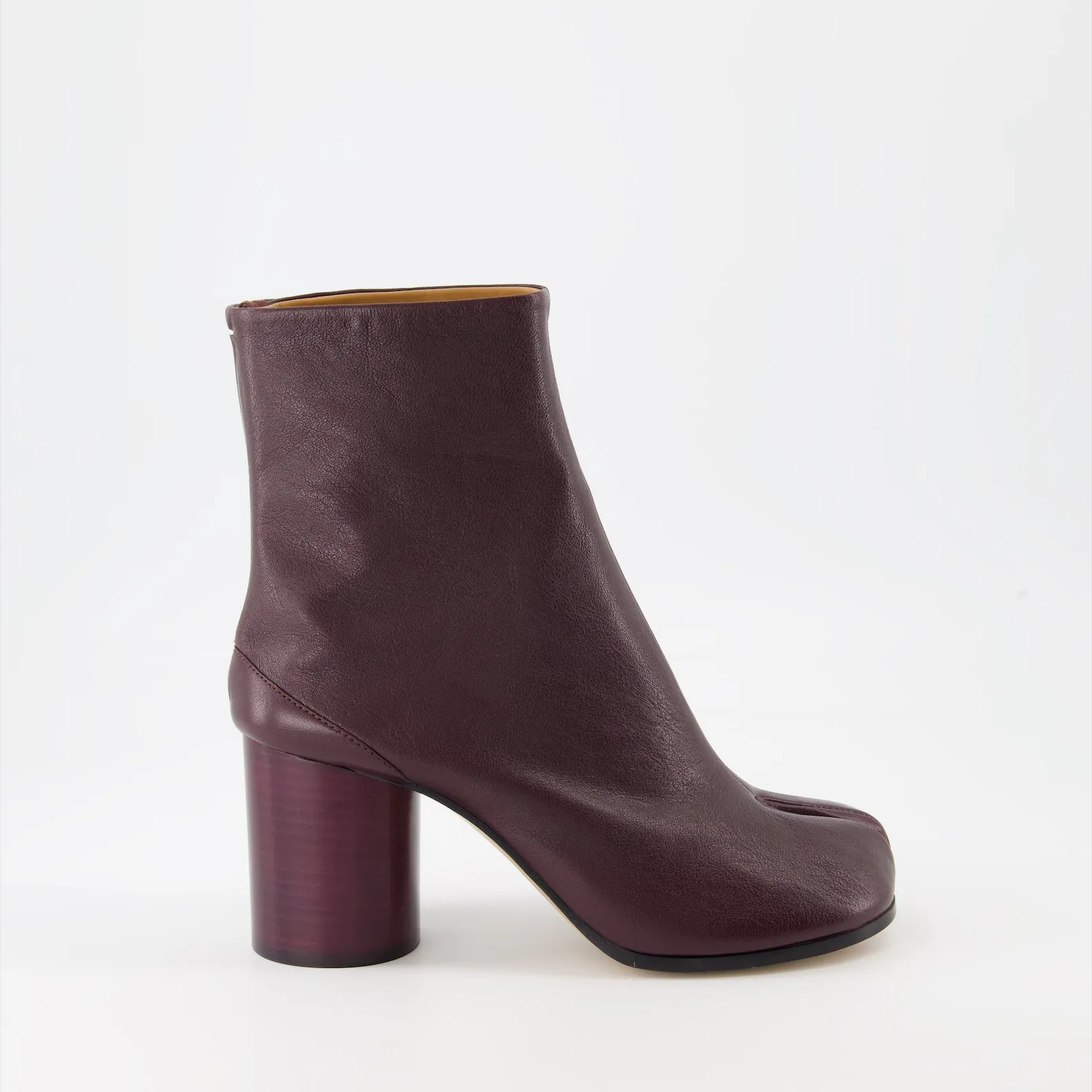 Bordeaux Leather Tabi Ankle Boots