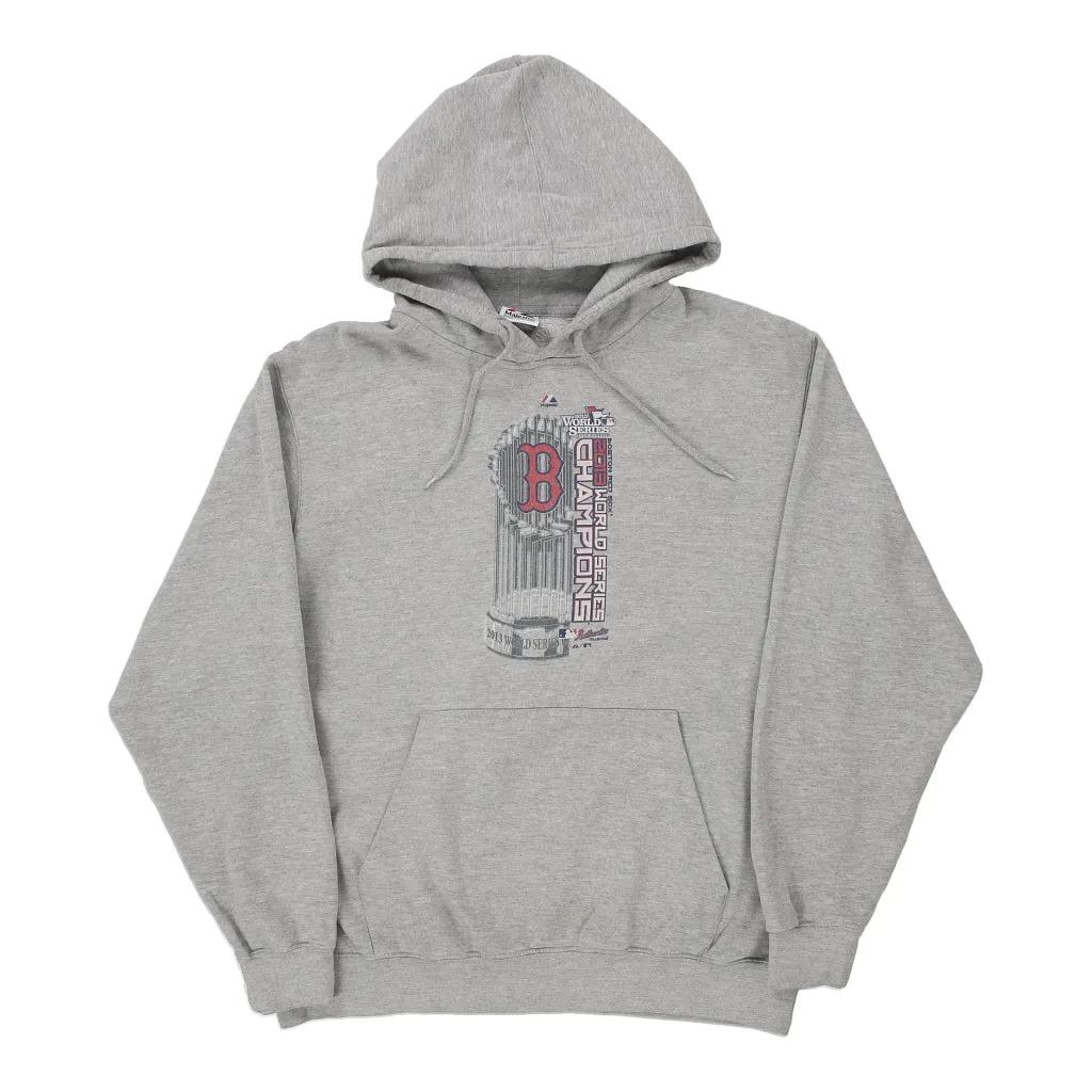 Boston Red Sox Majestic MLB Hoodie - Large Grey Cotton Blend