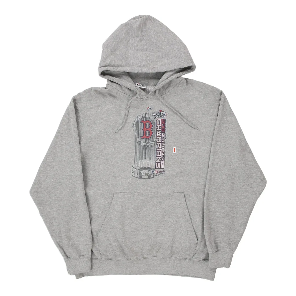 Boston Red Sox Majestic MLB Hoodie - Large Grey Cotton Blend