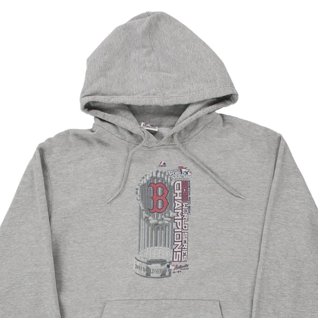 Boston Red Sox Majestic MLB Hoodie - Large Grey Cotton Blend