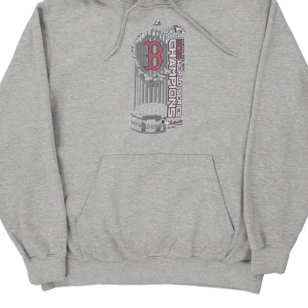 Boston Red Sox Majestic MLB Hoodie - Large Grey Cotton Blend