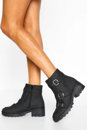 Buckle Detail Chunky Combat Boots