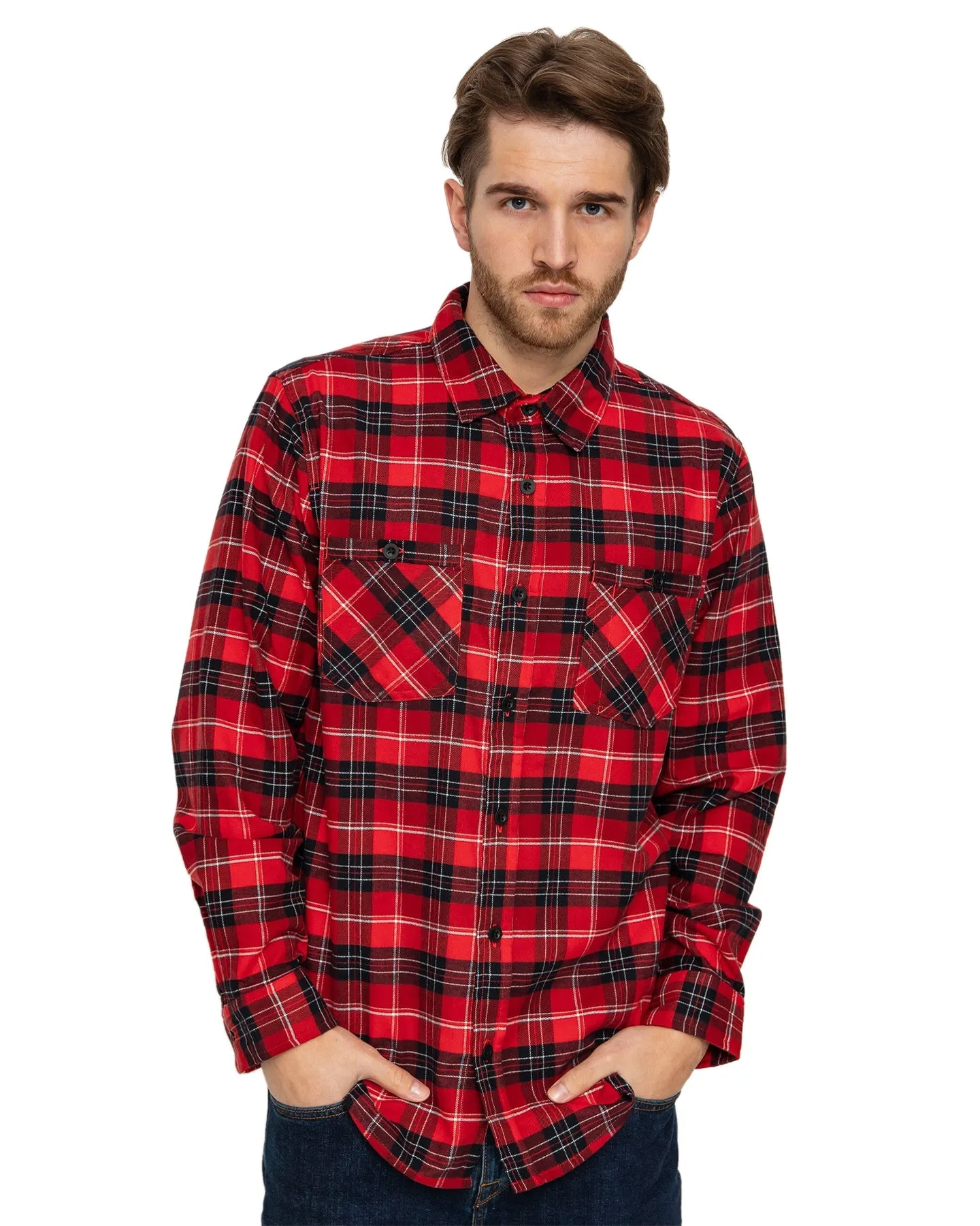 Burton Men's Favorite Long Sleeve Flannel - Tomato Bradley Plaid