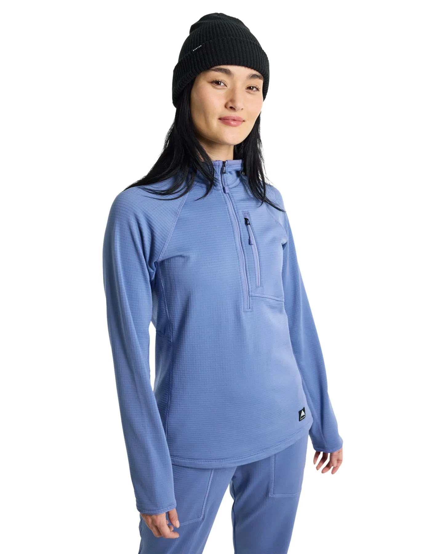 Burton Women's Stockrun Grid Half-Zip Fleece - Slate Blue | Shop Clothing at Trojan Wake Ski Snow & Snow Skiers Warehous