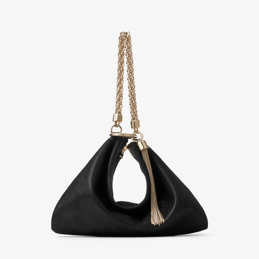 Callie Black Shimmer Suede Clutch Bag