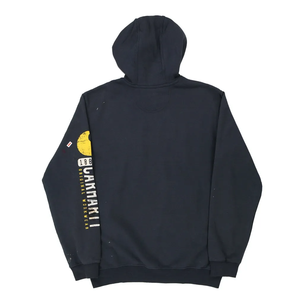 Carhartt Spellout Hoodie - Medium Black Cotton Blend