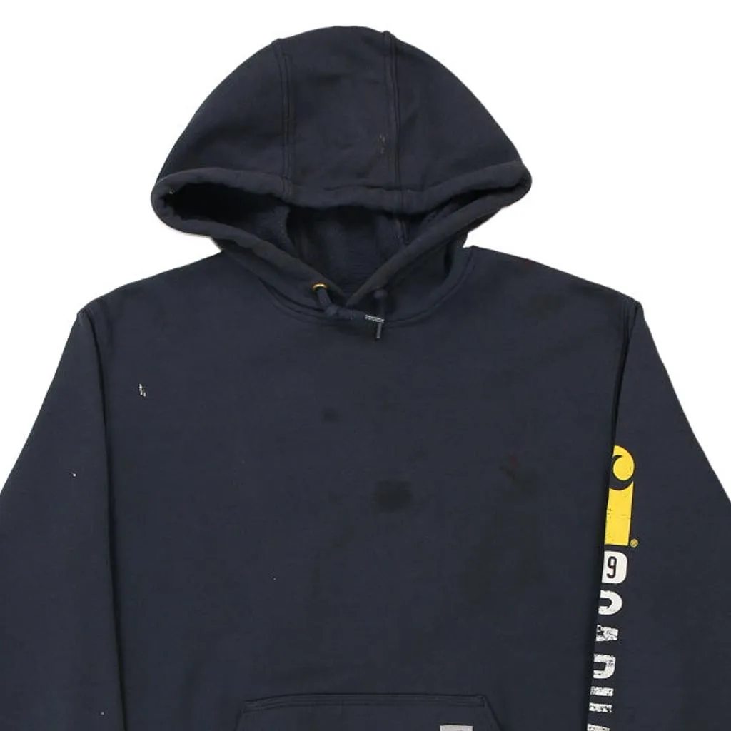 Carhartt Spellout Hoodie - Medium Black Cotton Blend