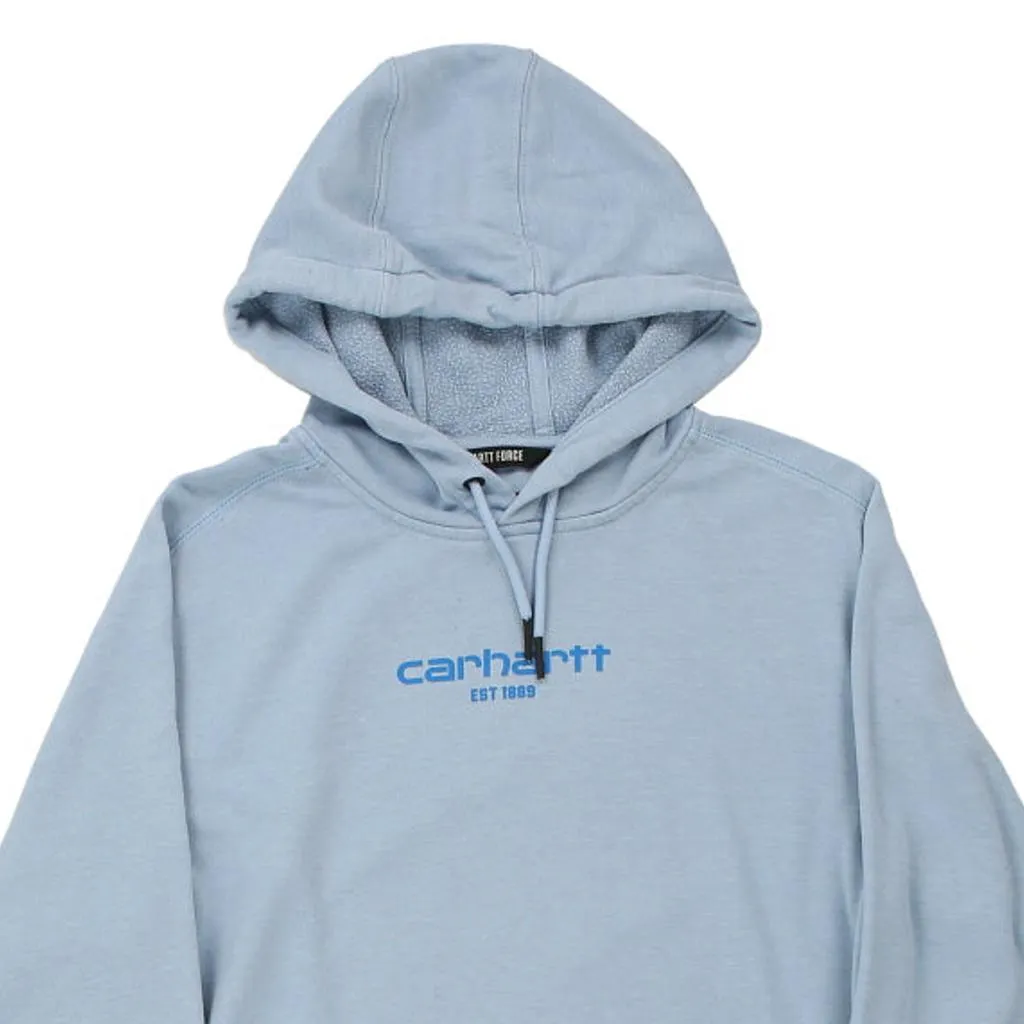 Carhartt Spellout Hoodie - Small Blue Cotton Blend