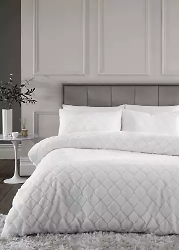 Catherine Lansfield White Cosy Diamond Duvet Cover Set | Kaleidoscope