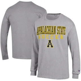 Champion Appalachian State Mountaineers Heather Gray Soccer Stacked Logo Long Sleeve T-Shirt