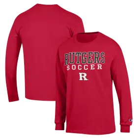 Champion Rutgers Scarlet Knights Scarlet Soccer Stack Logo Long Sleeve T-Shirt