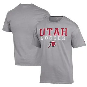 Champion Utah Utes Gray Soccer Stack Logo Powerblend T-Shirt