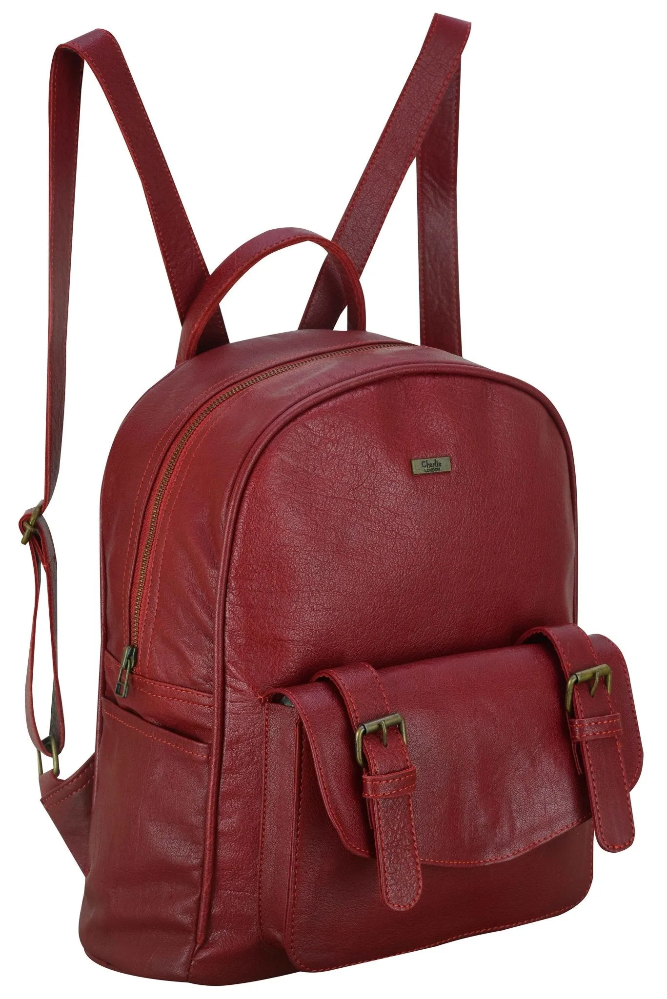 Charlie London One Pocket Classic Leather DayPack Backpack