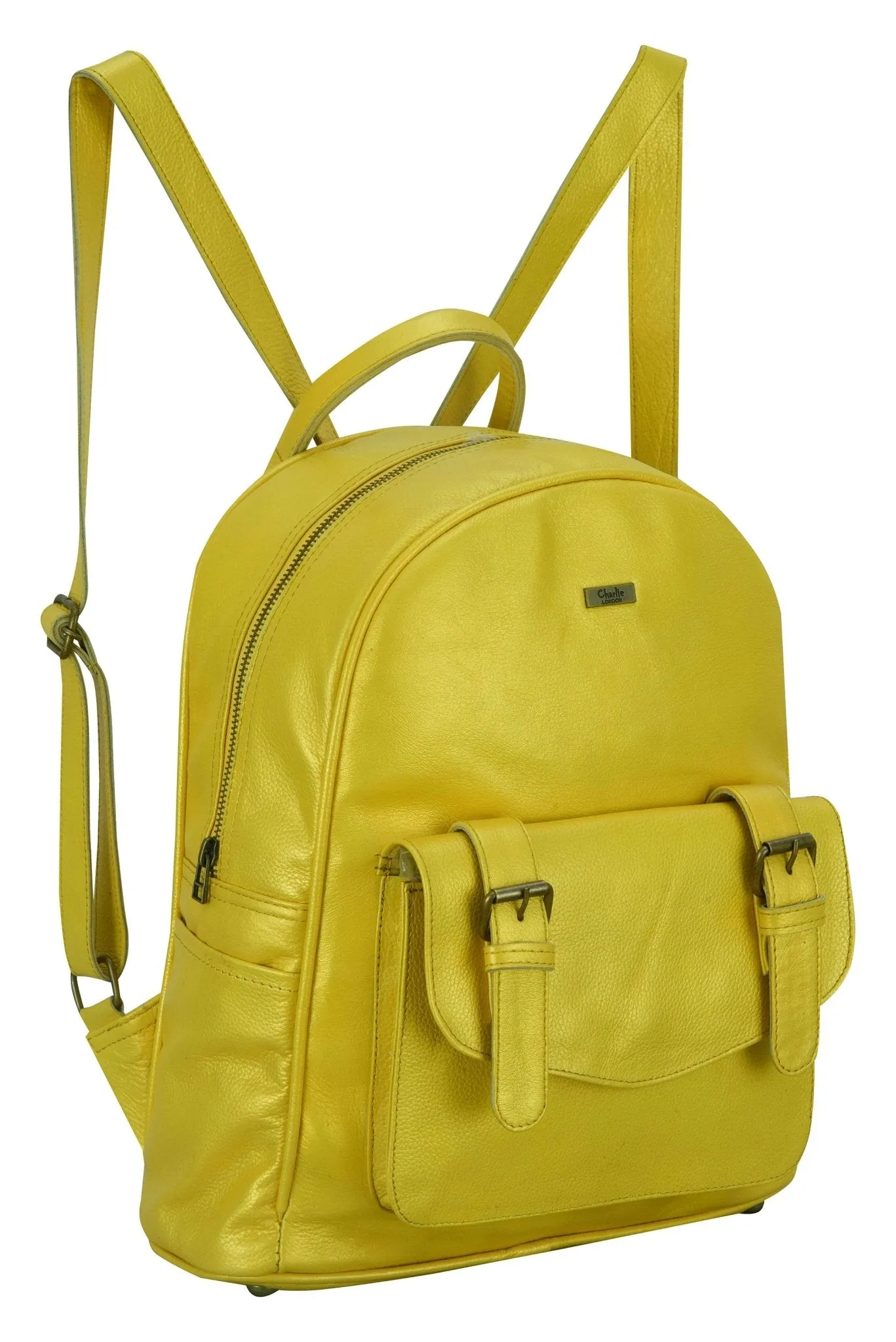 Charlie London One Pocket Classic Leather DayPack Backpack