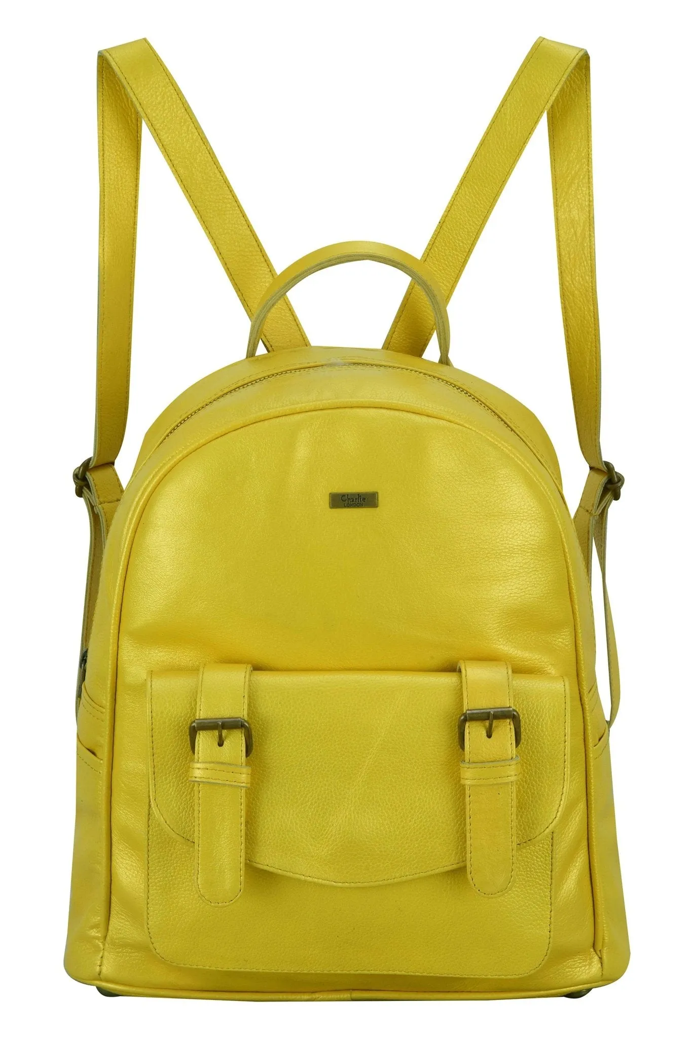 Charlie London One Pocket Classic Leather DayPack Backpack