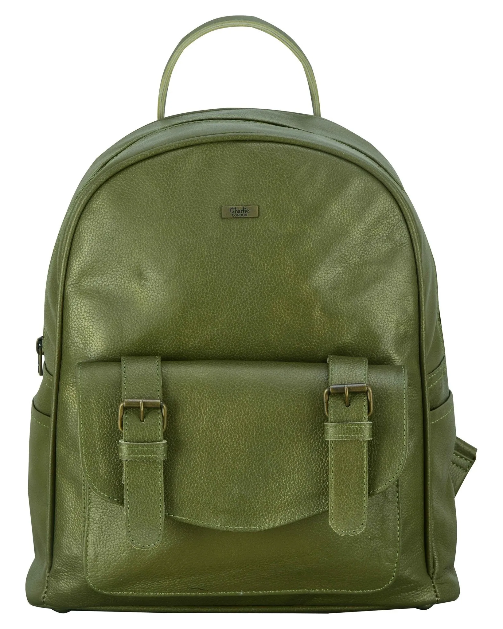 Charlie London One Pocket Classic Leather DayPack Backpack