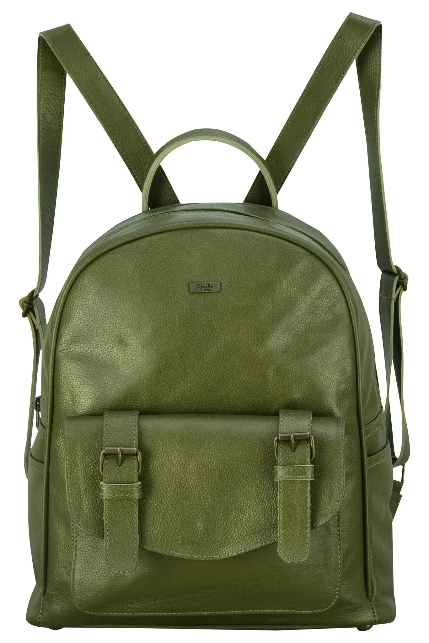 Charlie London One Pocket Classic Leather DayPack Backpack