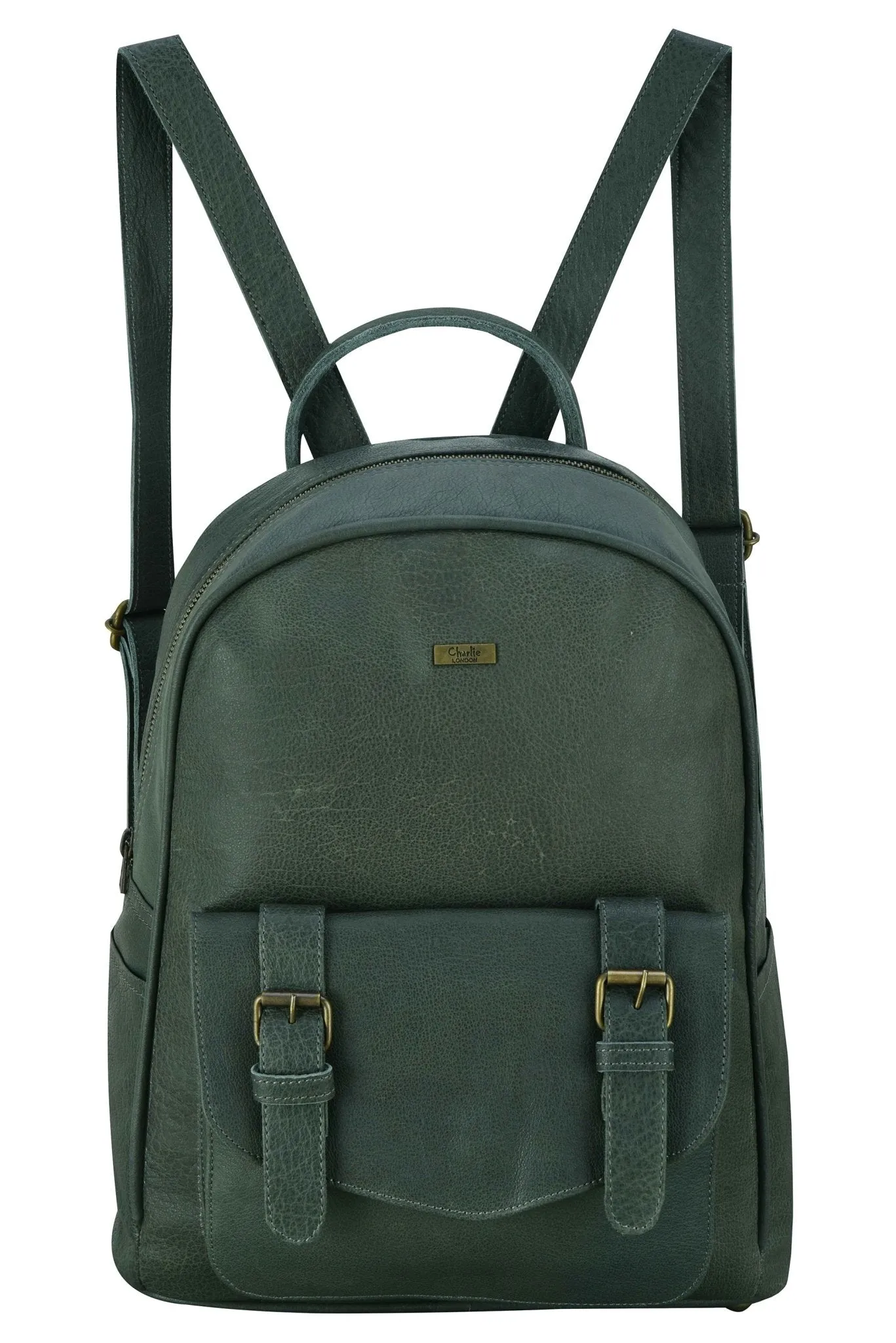 Charlie London One Pocket Classic Leather DayPack Backpack