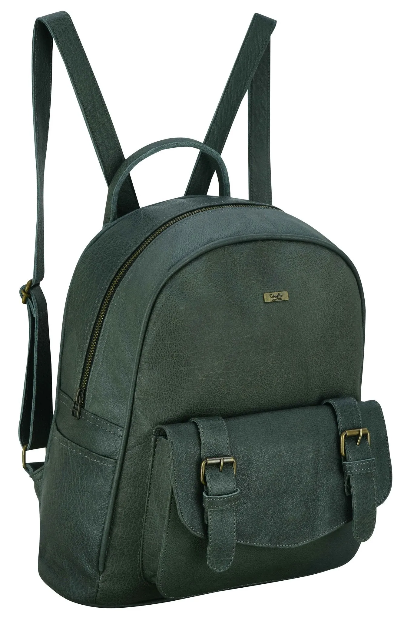 Charlie London One Pocket Classic Leather DayPack Backpack