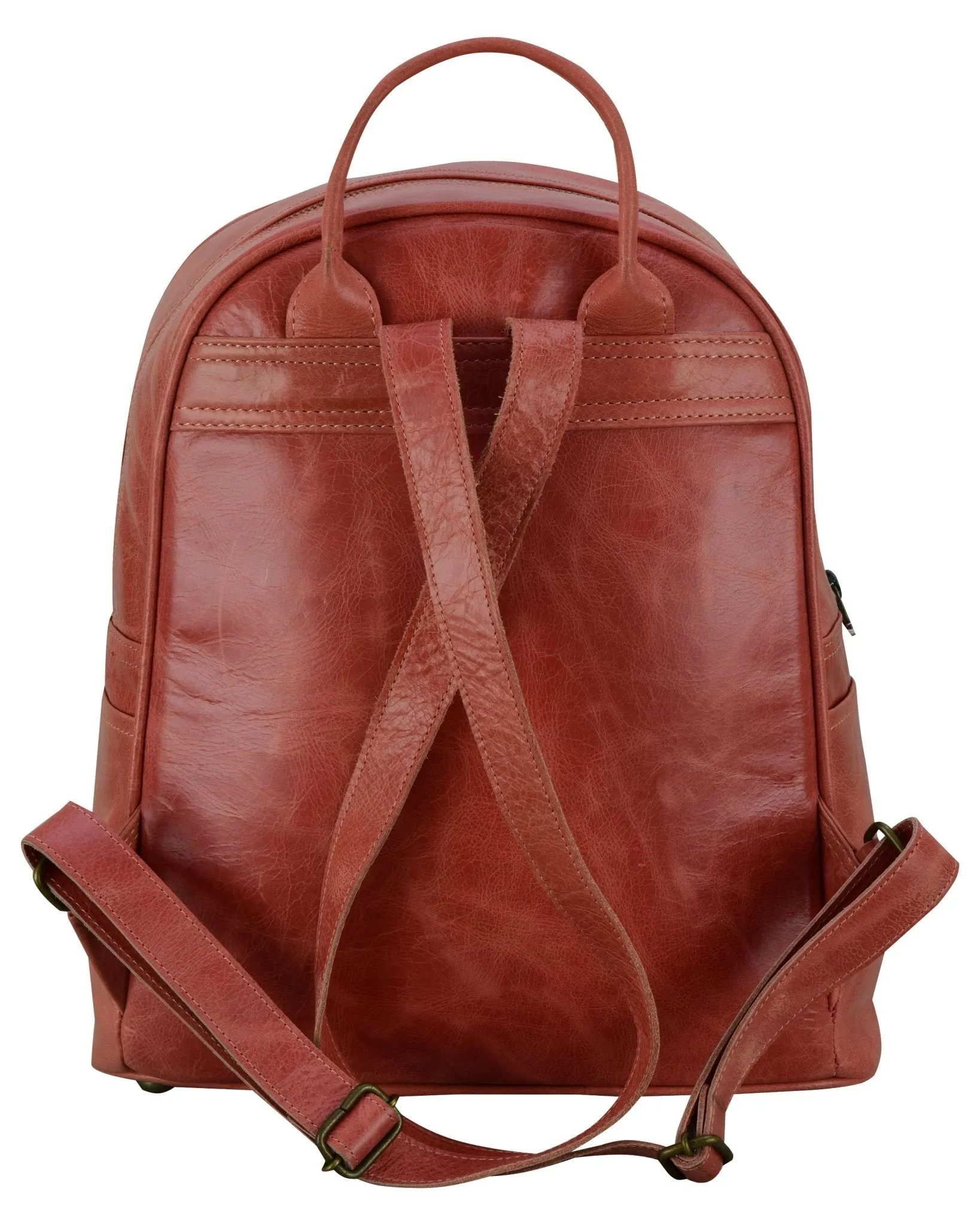 Charlie London two Pockets Classic Leather DayPack Backpack