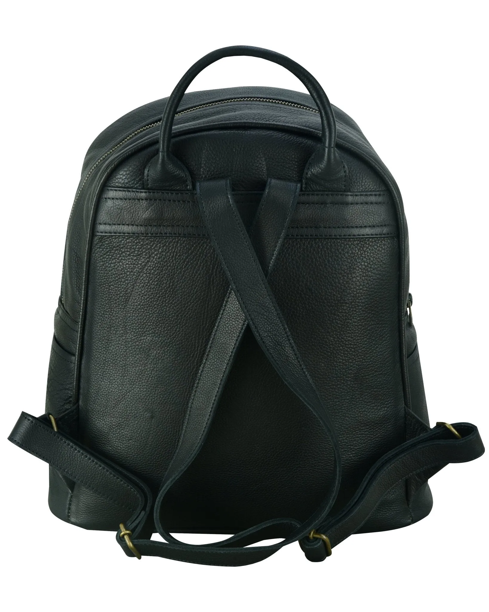 Charlie London two Pockets Classic Leather DayPack Backpack