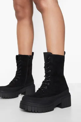 Chunky Sole Heeled Combat Boots