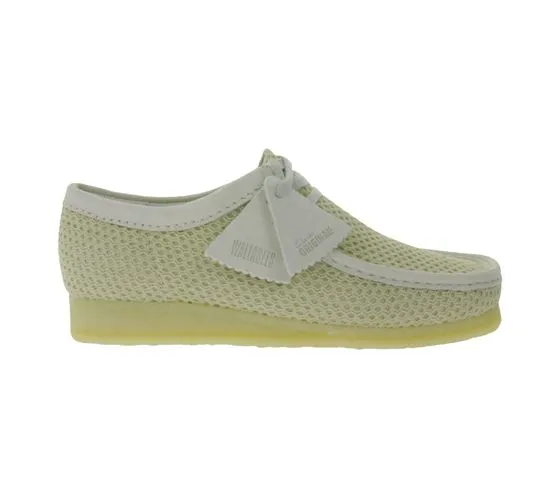 Clarks Wallabee baskets à lacets en maille pour hommes avec chaussures basses en cuir véritable 26175849 beige