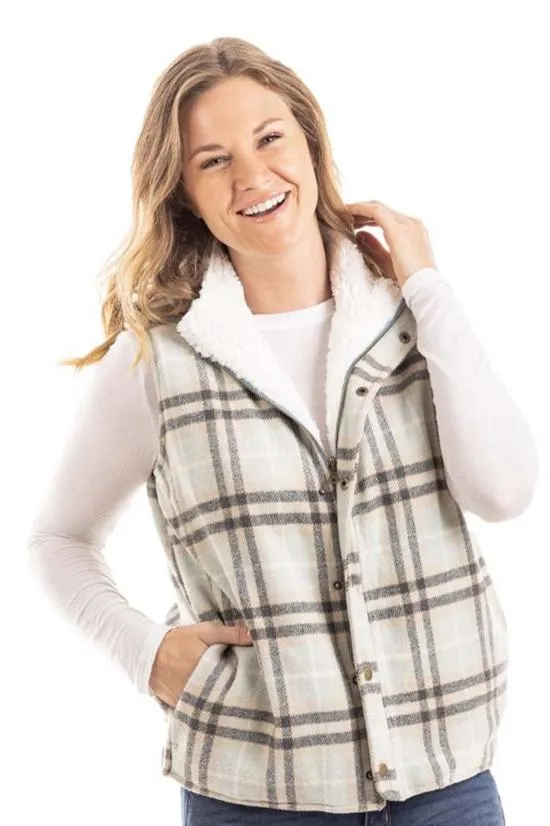 Colorful Plaid Fleece Lined Vest for Women