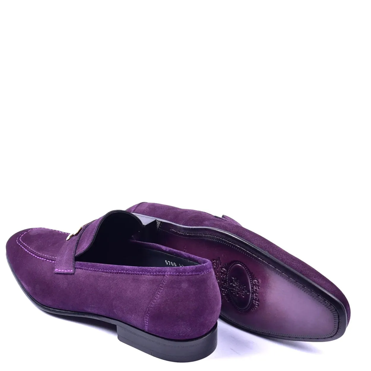 Corrente C02004 5760 Men's Shoes Purple Suede Leather H Buckle Loafers (CRT1296)