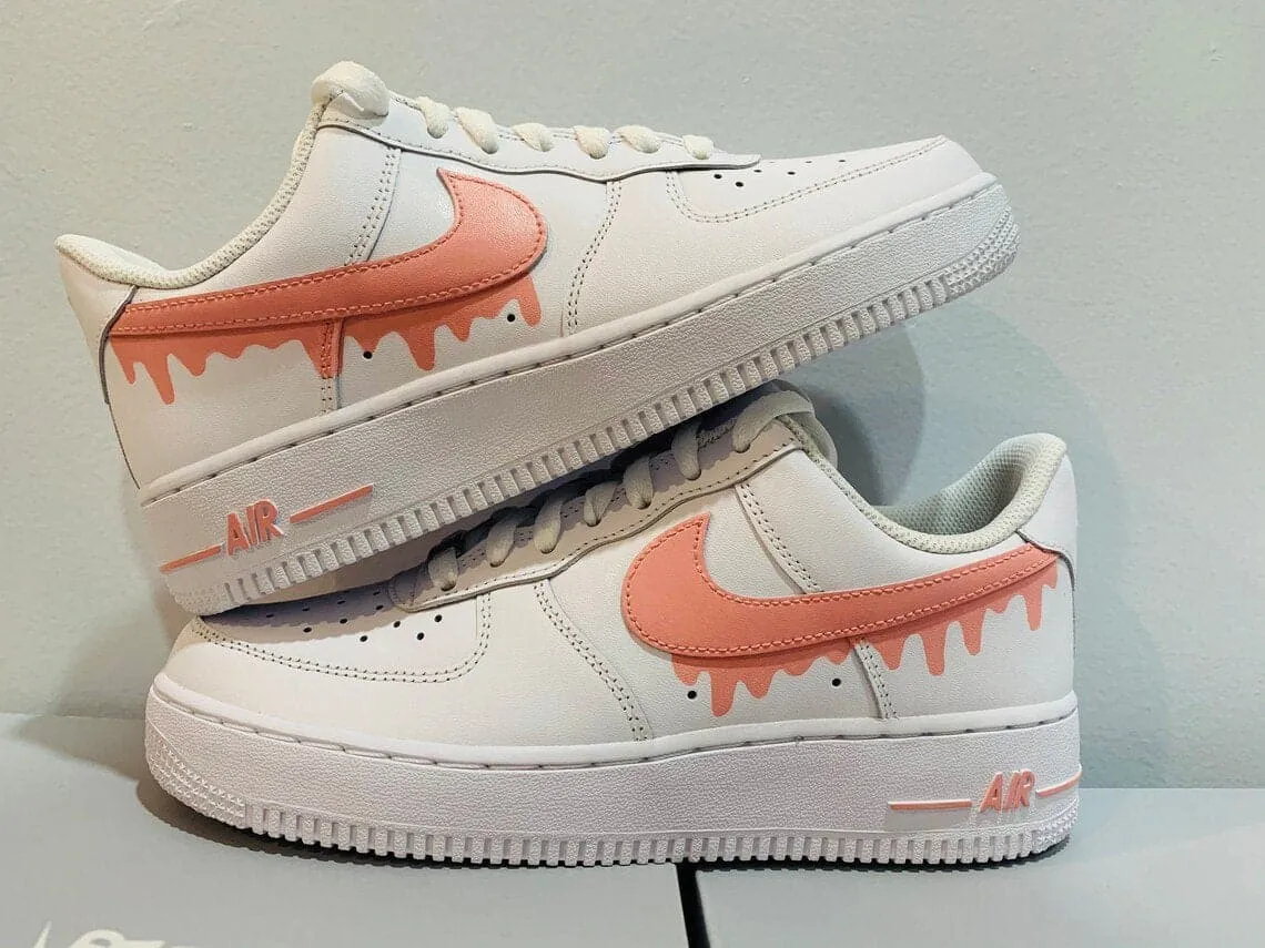 Custom Nike Air Force 1 Swoosh Pink-  Any Color Drip