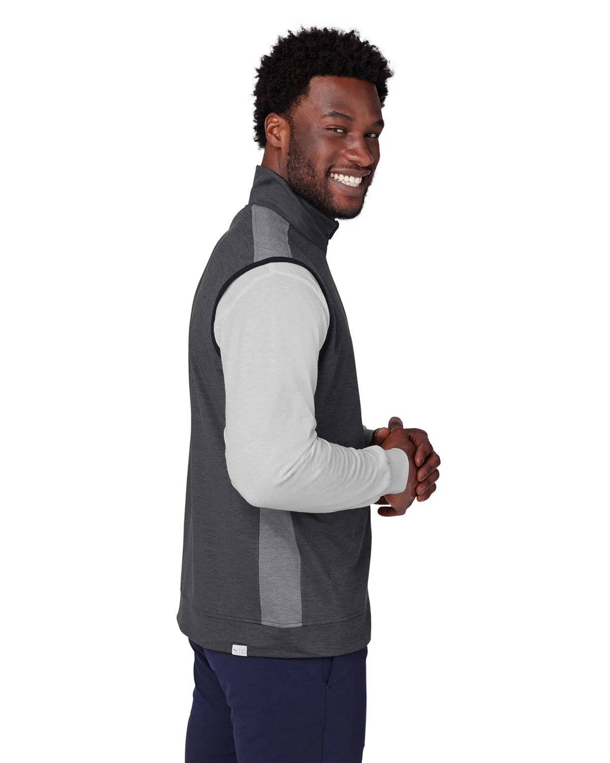 Custom Puma Men's T7 Cloudspun Vest, Puma Black Heather