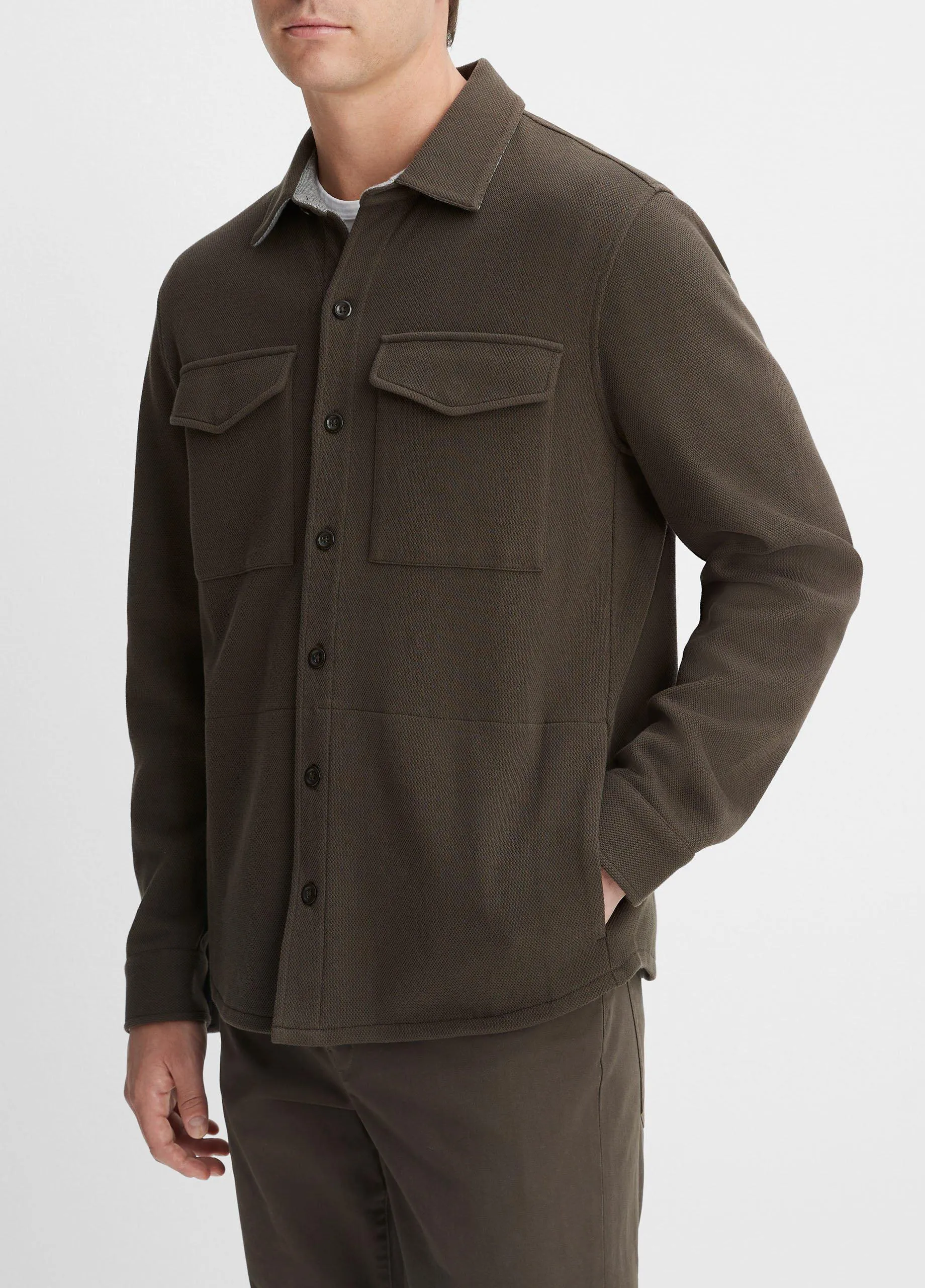 Double-Knit Cotton-Blend Piqué Shirt Jacket